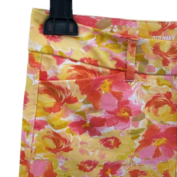 Old Navy Womens High-Rise Pixie Skinny Ankle Pants Pink Orange Floral Print 6 - Picture 4 of 9